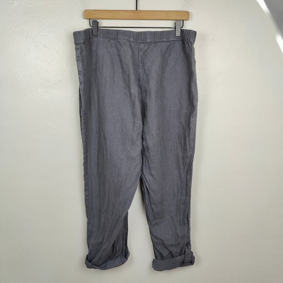 J Jill Linen Pants Women Large Gray Roll Cuff Pull On PureJill Lagenlook Casual - Picture 5 of 9